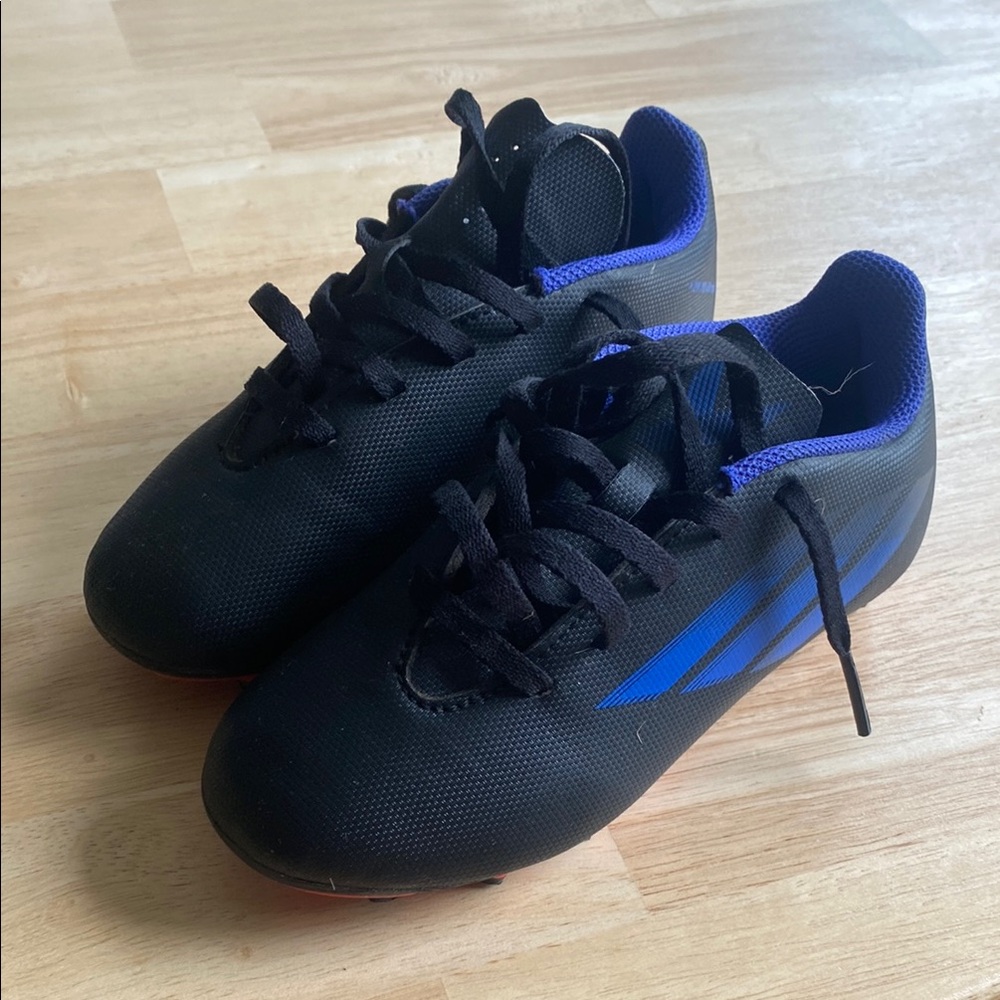 Kids Black and Blue Adidas Soccer Cleats